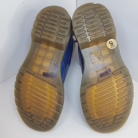 NEW Dr. MARTENS 1460 BLUE Patent Leather Lace-Up COMBAT Boot Women Sz 5 MSRP$160 - Picture 6 of 12